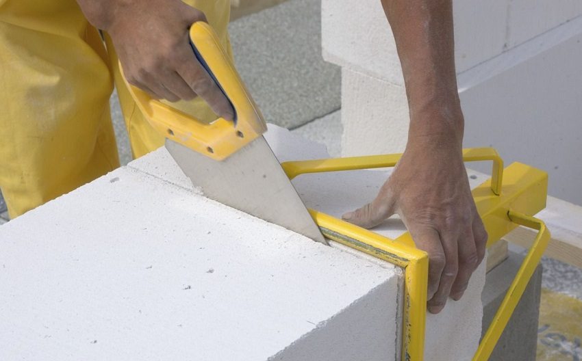 Foam and gas blocks are easily cut with an ordinary hacksaw