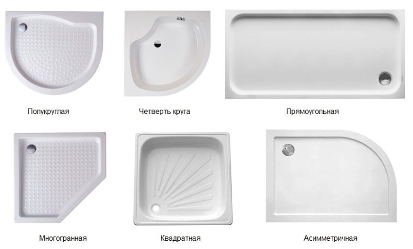 Various shapes of shower trays