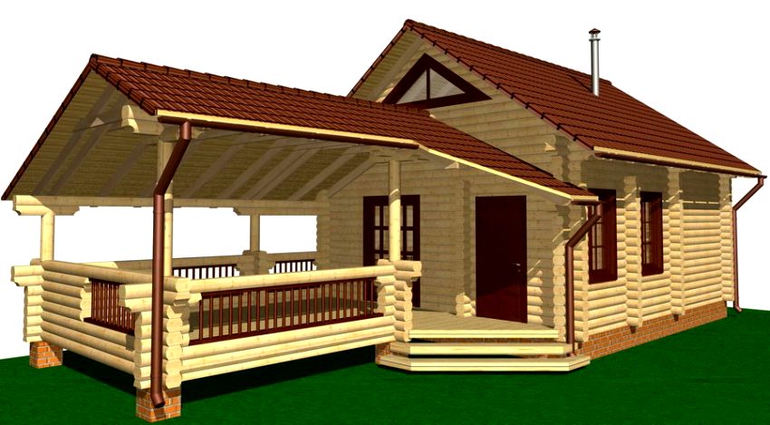 Prosjekt med en romslig terrasse til et tømmerhus