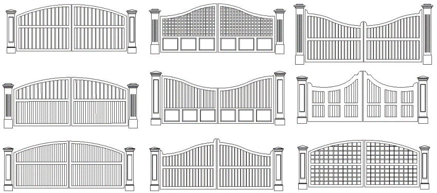 Zařízení brány pro soukromý dům. Fotografie možných možností