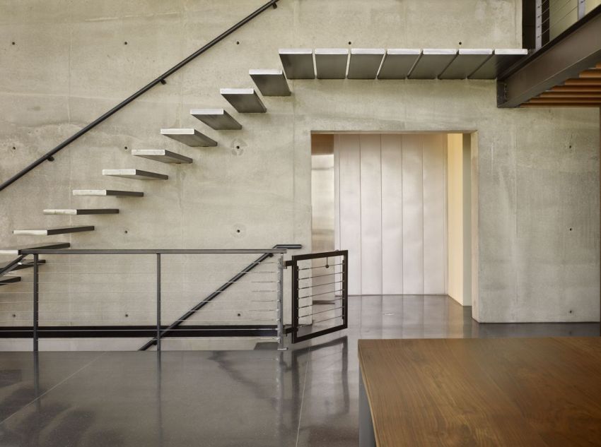 Industrial style interior with staircase