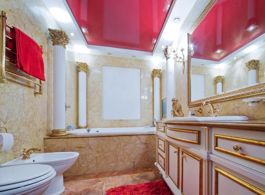 Bright red glossy ceiling