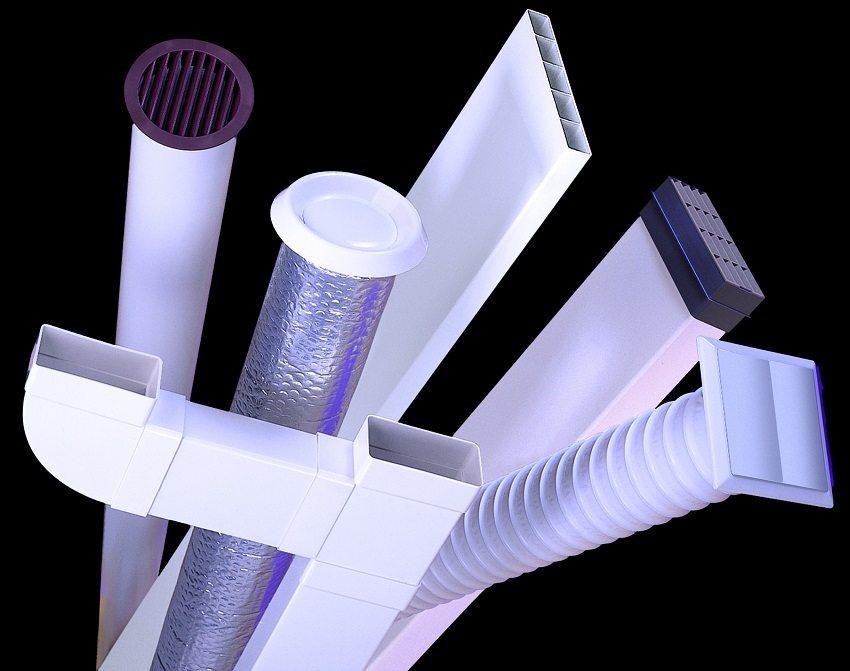 Plastic air ducts of various shapes and sizes