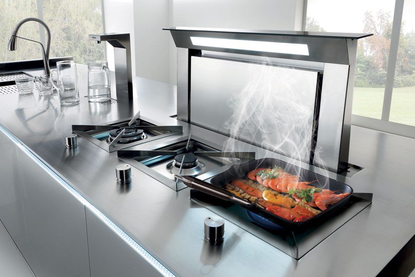 Modern high-tech kitchen hood design