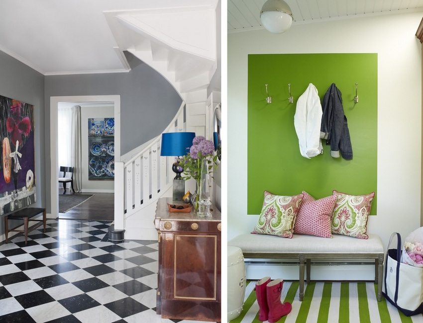 Using contrasting colors in a modern hallway interior