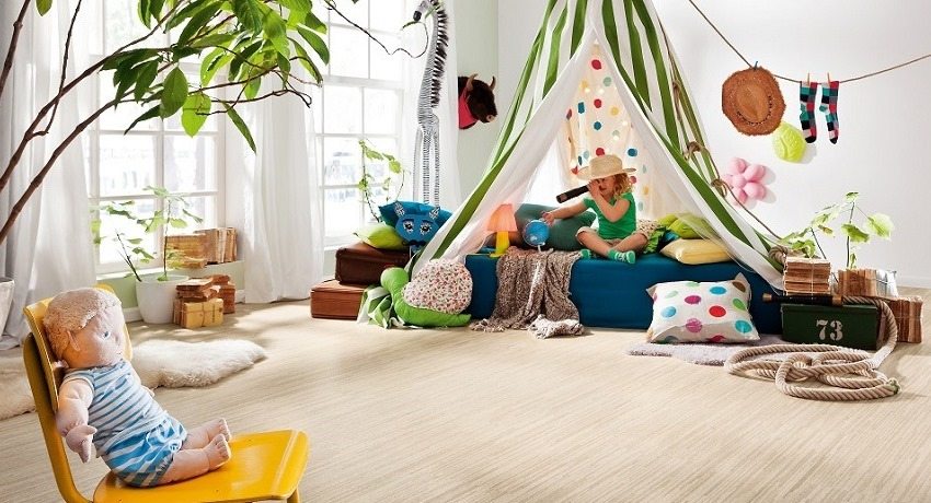 Floor coverings made from natural materials are best suited for a children's room.