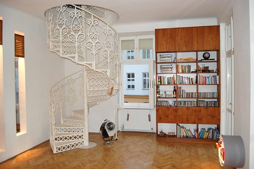Elegant metal spiral staircase