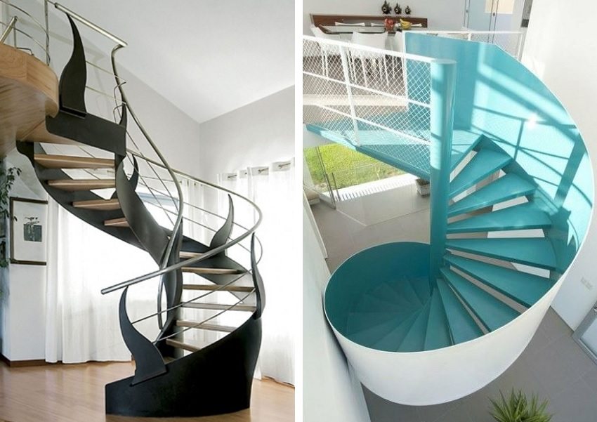 Modern spiral staircases can be of a wide variety of shapes and colors.