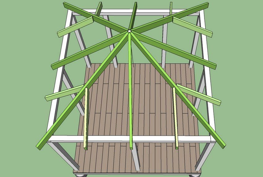 3D-project of the frame of the gazebo made of wood