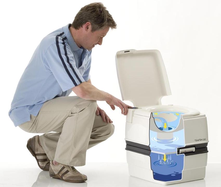 The presence of two sections makes the Porta Potti dry closet easy to clean