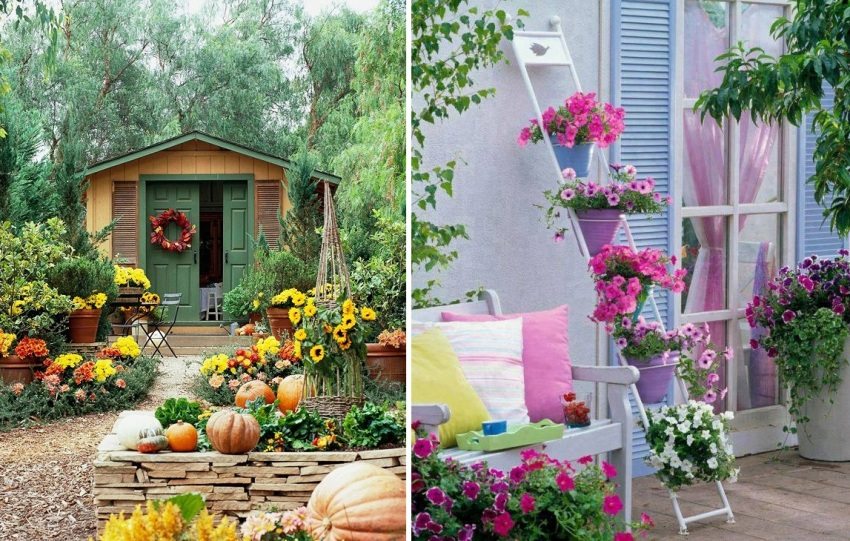 Examples of bright decor of garden structures