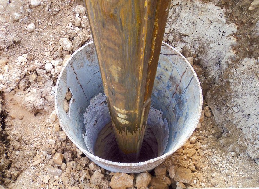 Drilling soil for driving the pile frame
