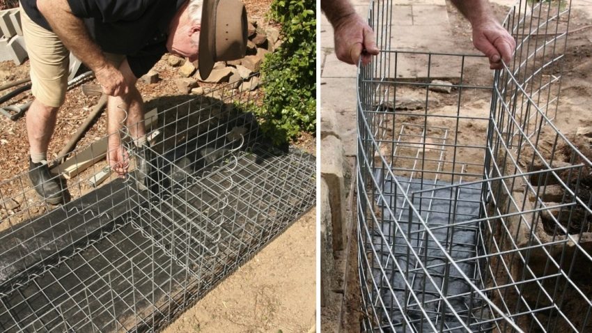 The frame for the gabion can be assembled with wire or welded