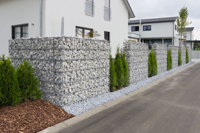 Strong and stylish stone gabion fence