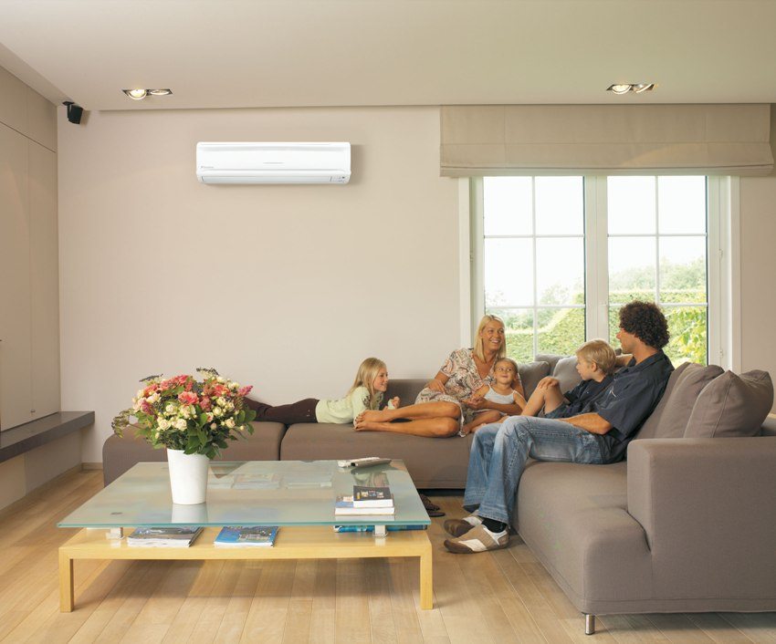 The power of the air conditioner is selected at the rate of 1 kW per 10 sq. M.