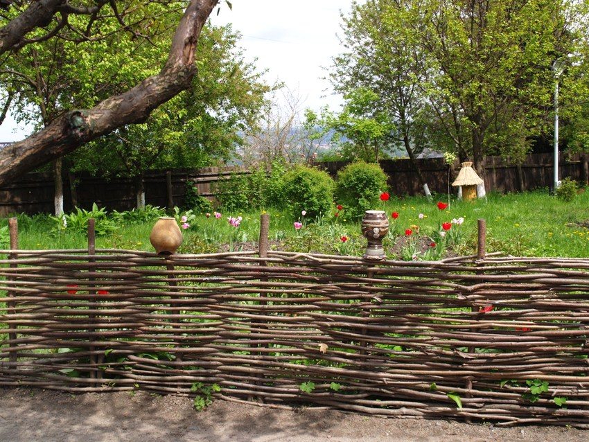 Rustic fence made of twigs