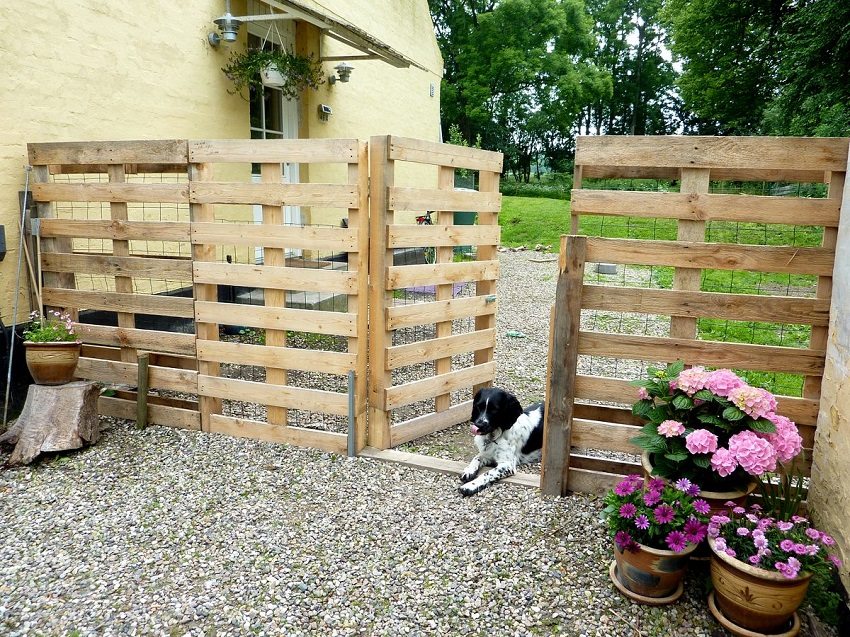 Una dintre cele mai simple și mai accesibile opțiuni este un gard de paleți din lemn.