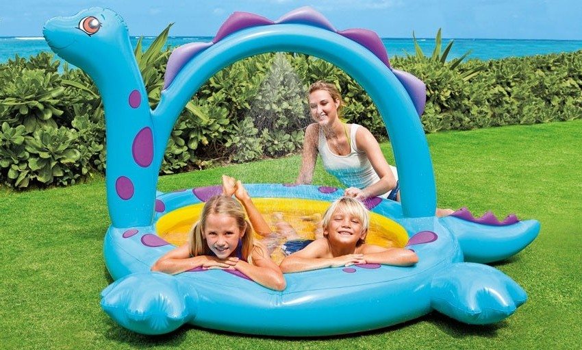 Inflatable Dinosaur Pool with Arch and Sprayer