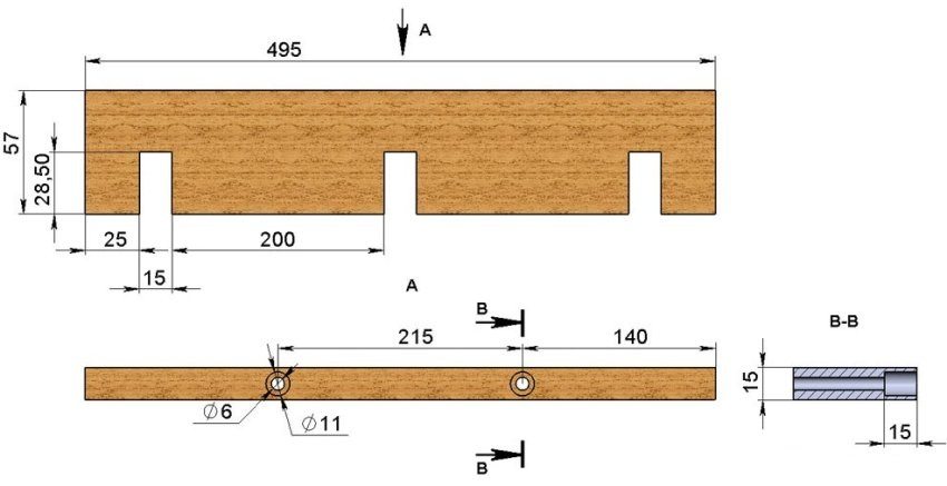 Figure 3. Dimensions of the longitudinal wall of the mold