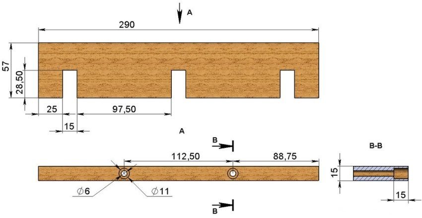 Figure 4. Dimensions of the transverse wall of the mold