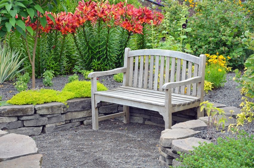 Wood is warm and pleasant to the touch, making it ideal for benches and other garden furniture