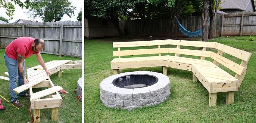 The process of creating a corner bench for a recreation area in the local area
