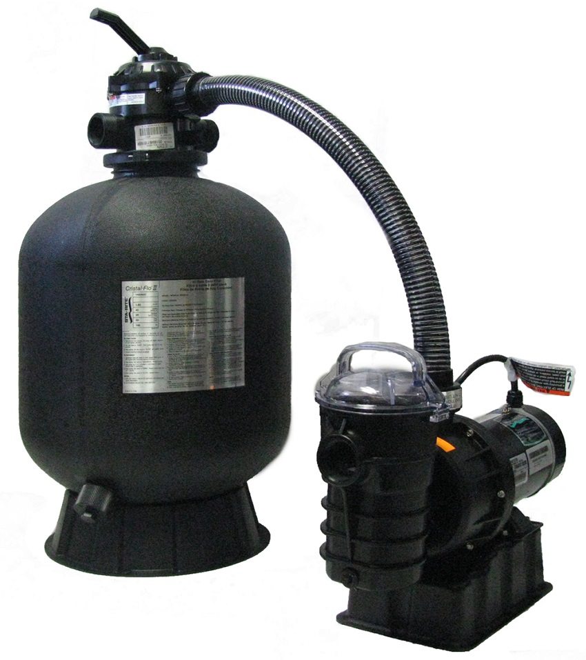 A sand filter for cleaning a pool is a large tank filled with sand through which water is filtered