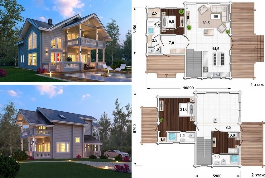 Finnish two-storey house project with a small area