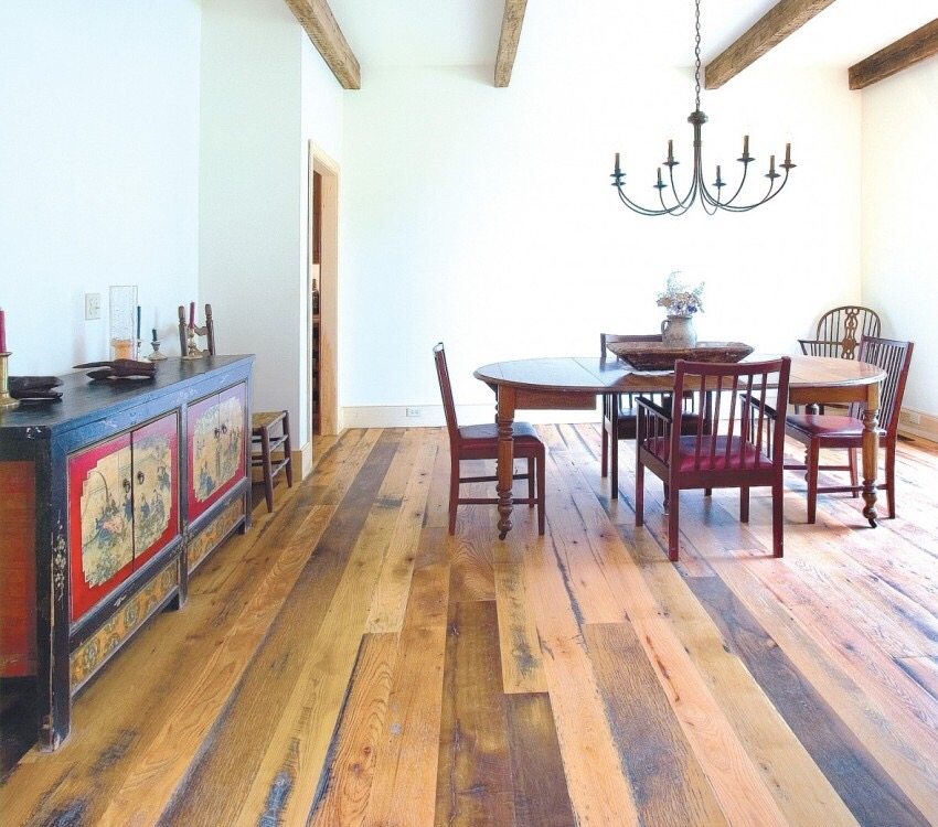 Laminate under a wooden board in the dining room