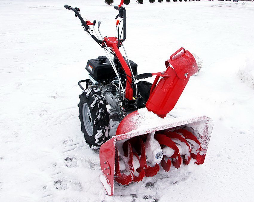 Snowplow for the Salute walk-behind tractor is recommended to be used on flat surfaces