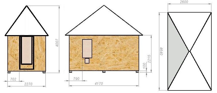 Scheme of the construction of a winter chicken coop from insulated SIP panels