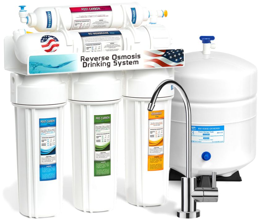 Household water filter with reverse osmosis system