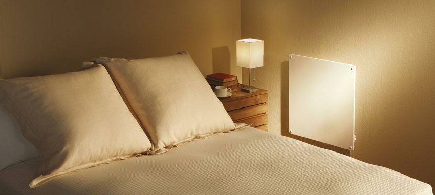 Quartz wall heater in the bedroom