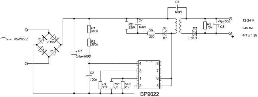 Driver circuit for 1W LEDs