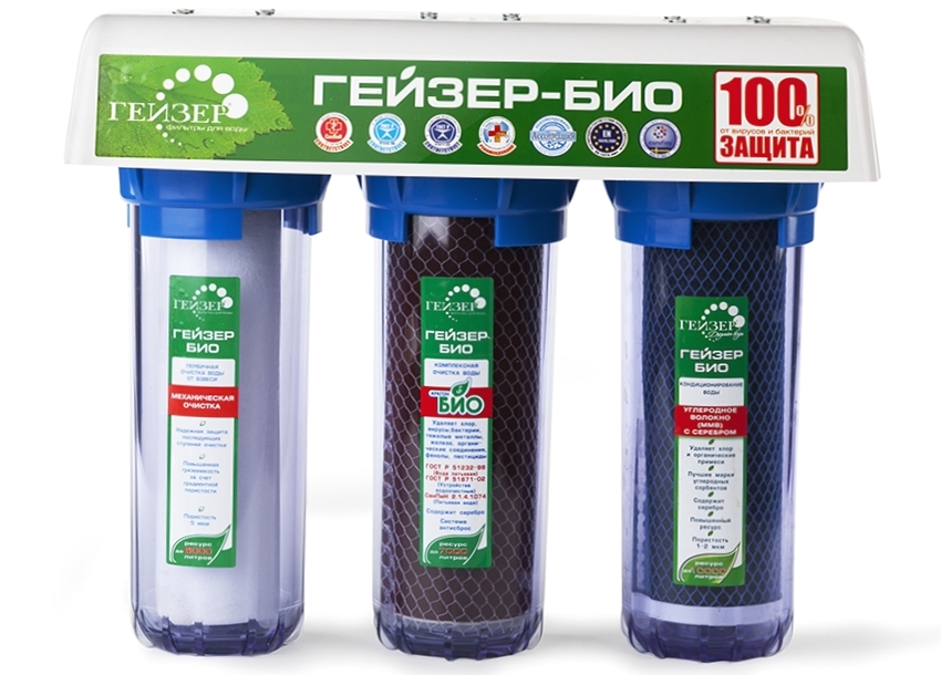 Geyser-Bio flow-through water filter