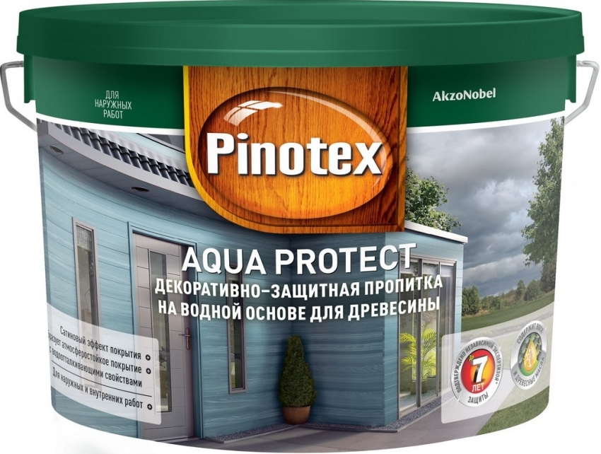 A high-quality and durable staining result can be obtained by applying 2-3 layers of Pinotex AQUA PROTECT protective impregnation for wood.