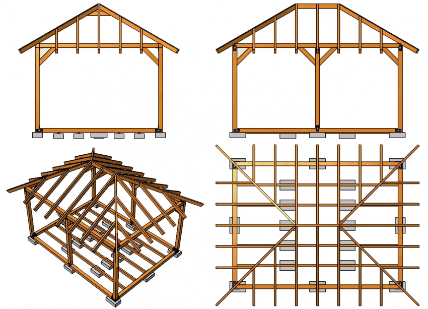 Dijagram rafterskog sustava hip-krovnog krova