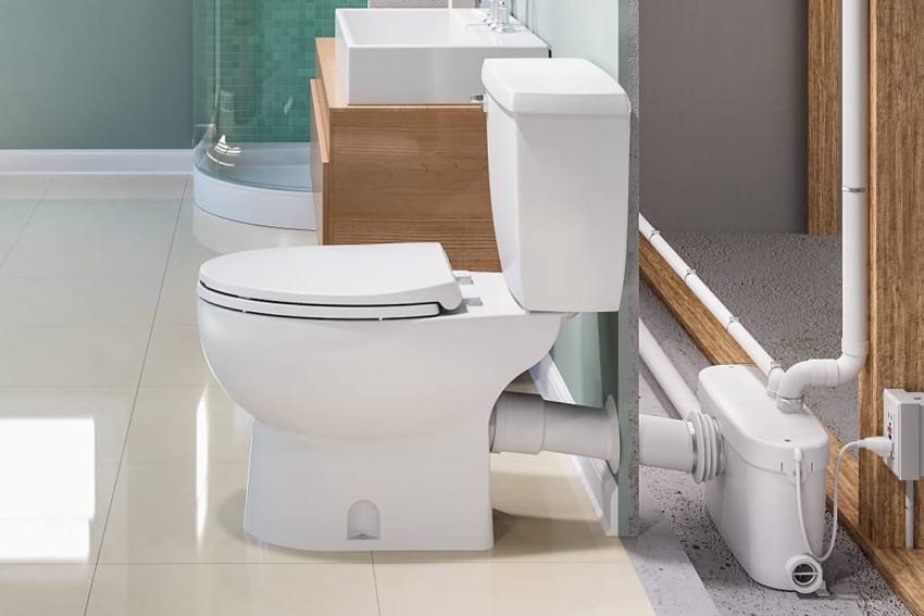 The Sololift 2 WC-1 pump is best installed at a distance of 15 cm from the toilet