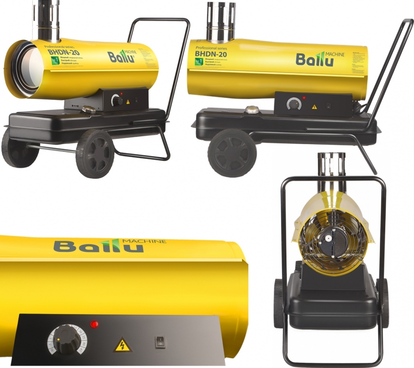 The Ballu BHDN-20 indirect heat gun model is capable of heating a room up to 200 m²