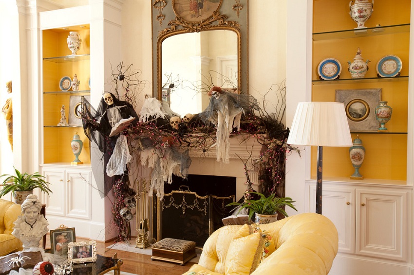 Any materials can be used to decorate an artificial fireplace