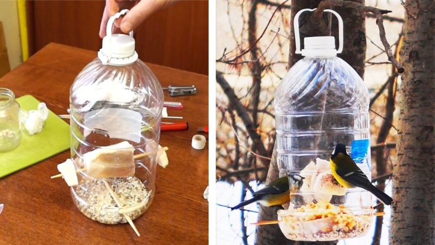 Tehnologija stvaranja zimske hranilice za ptice iz plastične boce