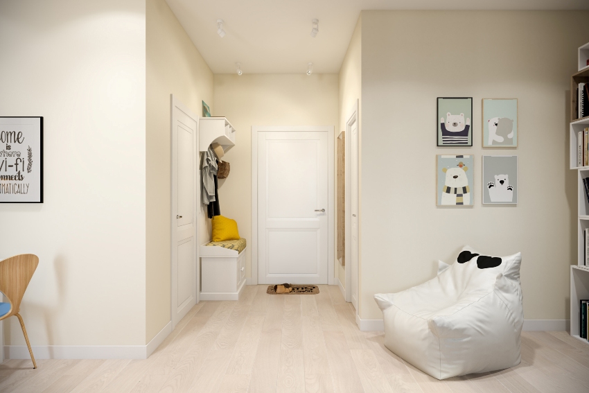 Perfect white ceiling is the key to success in the design of any hallway