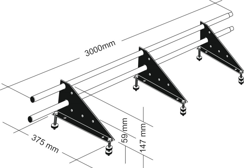 Overall dimensions of a set of universal tubular snow guard