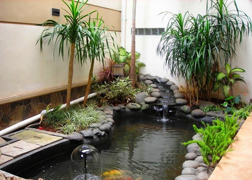 A winter garden equipped with a pond does not require additional moisture methods
