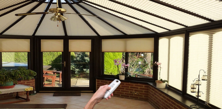 Blinds in the conservatory are the main systems of internal shading, they protect the room from bright sun and heat