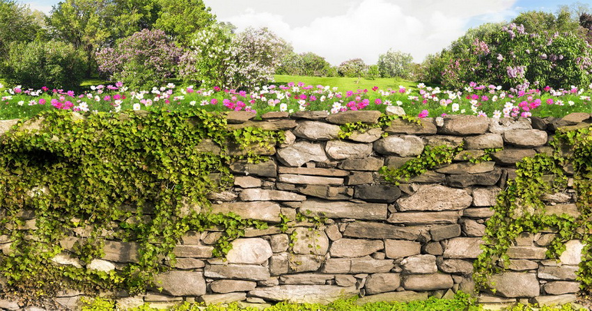Rubble stone is one of the popular materials used to create decorative hedges.