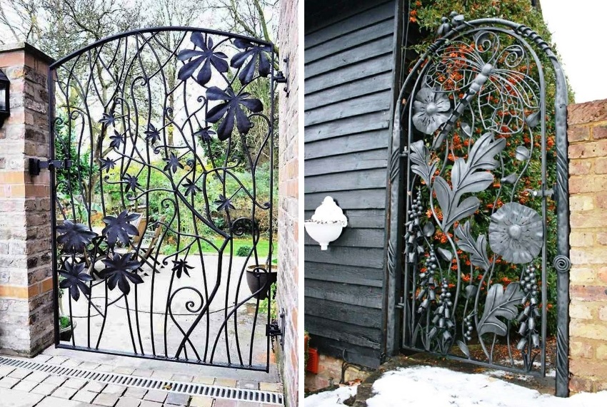 Forged artistic elements are welded to the gate separately