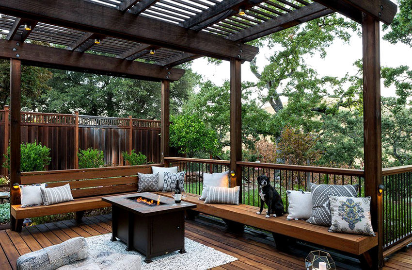 The most popular material for furniture in a gazebo is wood.
