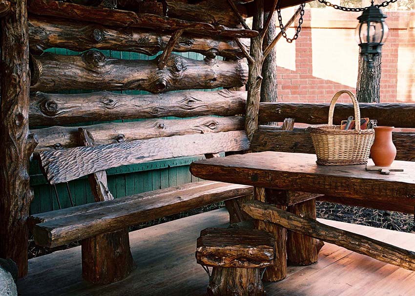 Logs can be used to make a table, chairs or a bench for an arbor