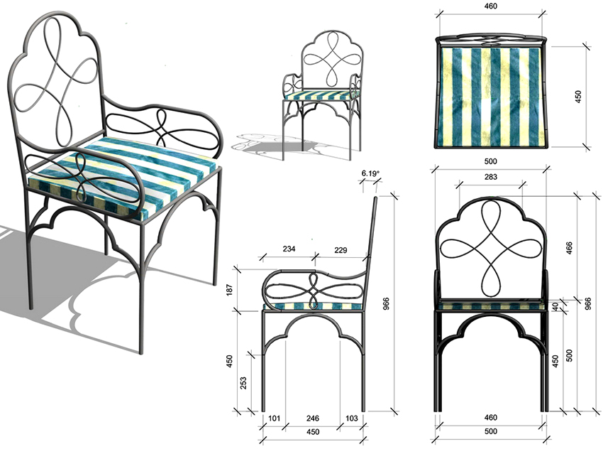 Sketch of a chair in a gazebo for DIY making